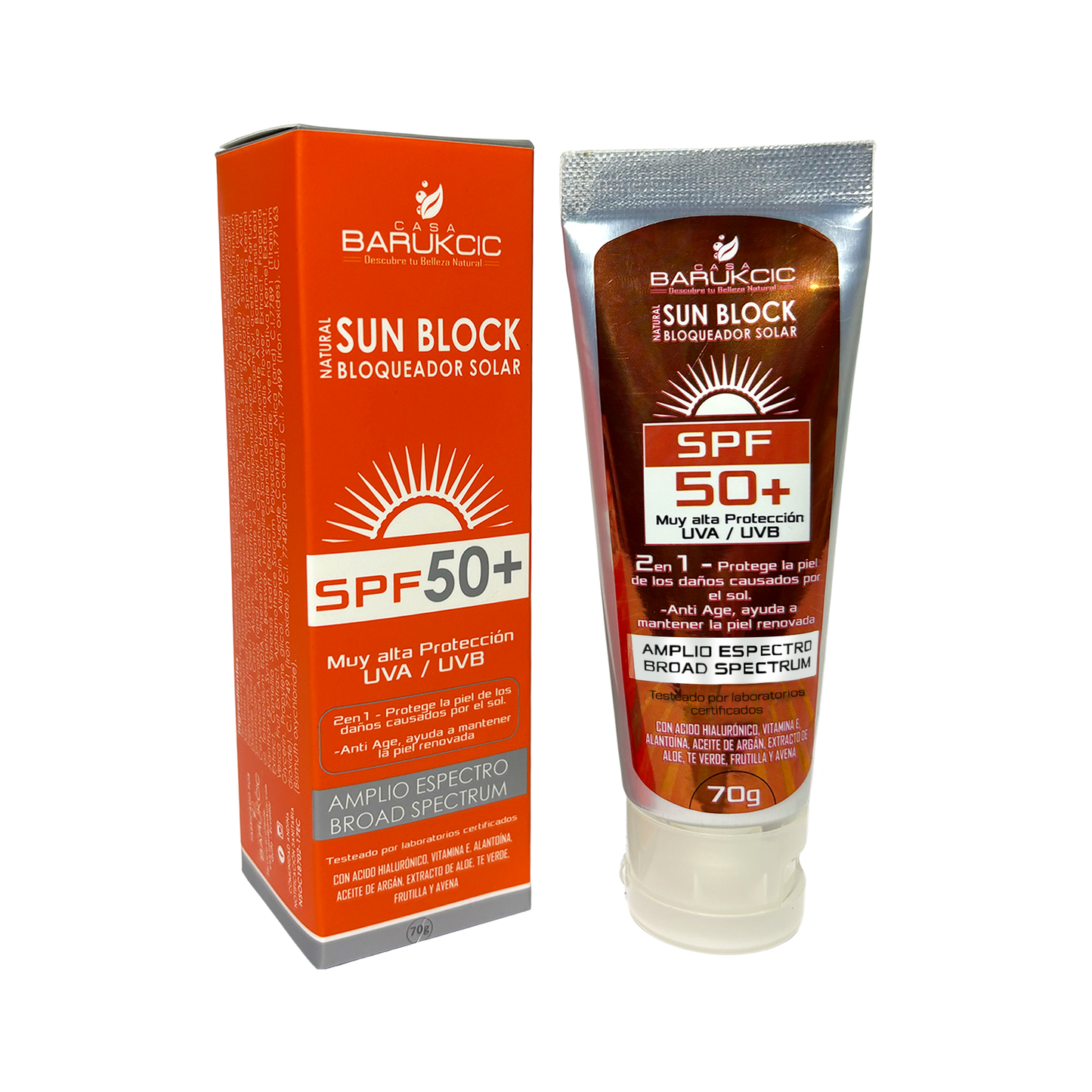 NATURAL SUN BLOCK SPF 50+ 70G (BLOQUEADOR SOLAR) PIEL SECA, CLASICO