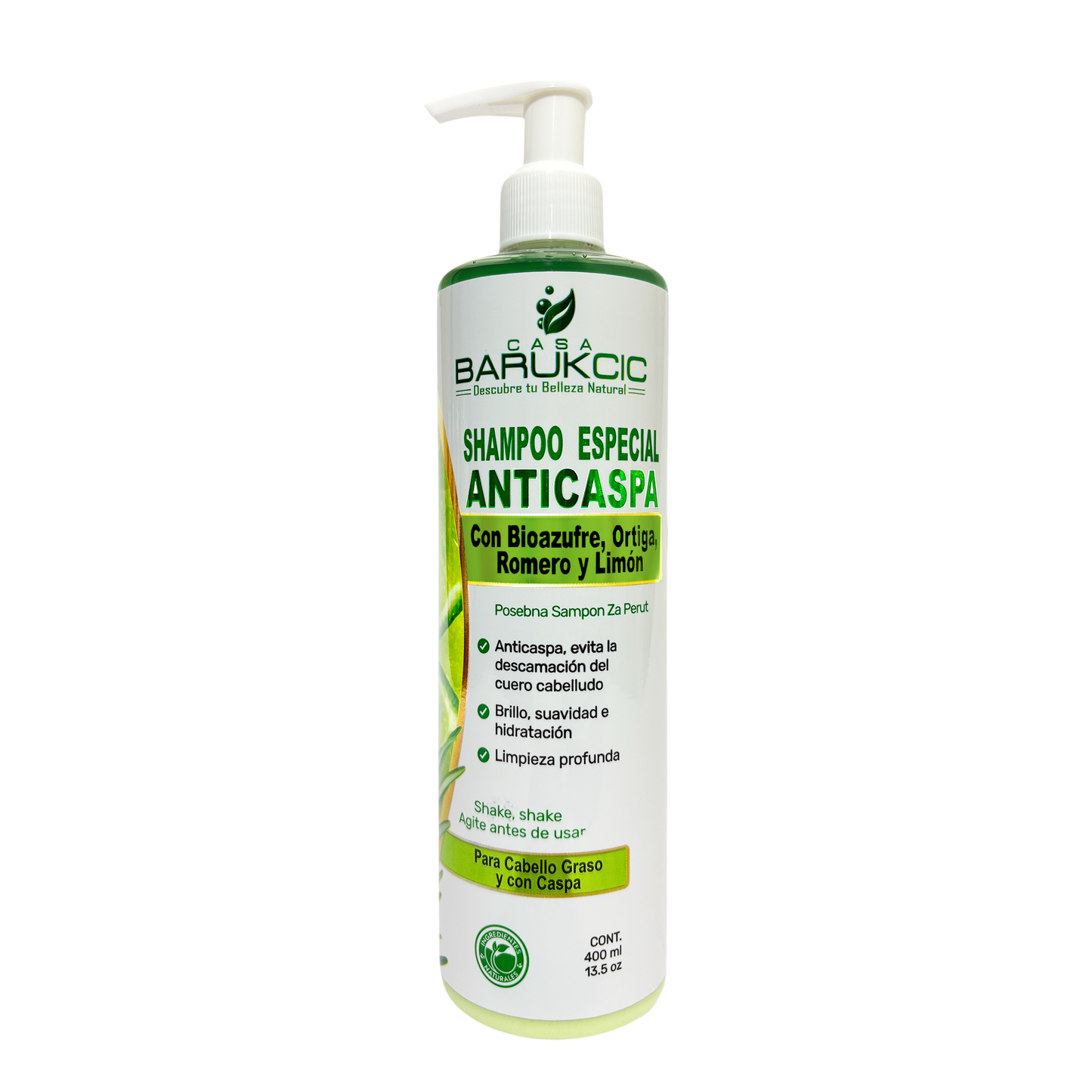 SHAMPOO ESPECIAL ANTICASPA CON BIOAZUFRE, ORTIGA, ROMERO Y LIMON