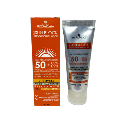 NATURAL SUN BLOCK SPF 50+ 70G (BLOQUEADOR SOLAR) PIEL MIXTA A GRASA  EFECTO MATE