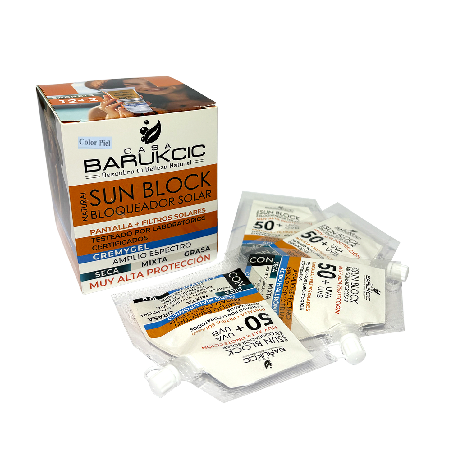 NATURAL SUN BLOCK SPF 50+ 70G (BLOQUEADOR SOLAR) PIEL SECA CON COLOR