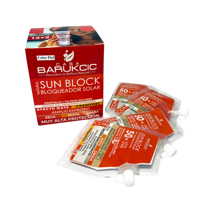 NATURAL SUN BLOCK SPF 50+ 70G (BLOQUEADOR SOLAR) PIEL MIXTA A GRASA CON COLOR